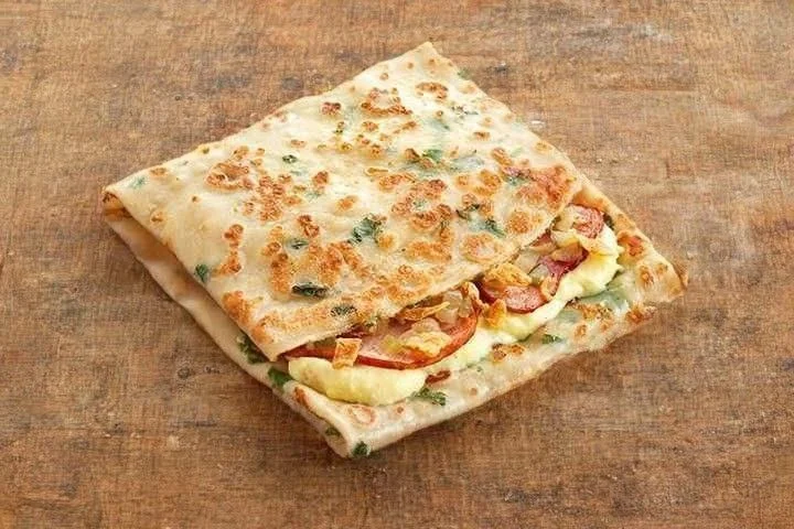 Блин с беконом и картофельным пюре